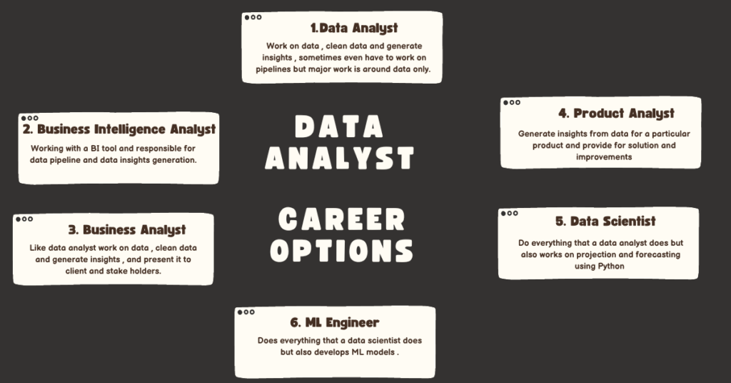 Different career options for a data analyst